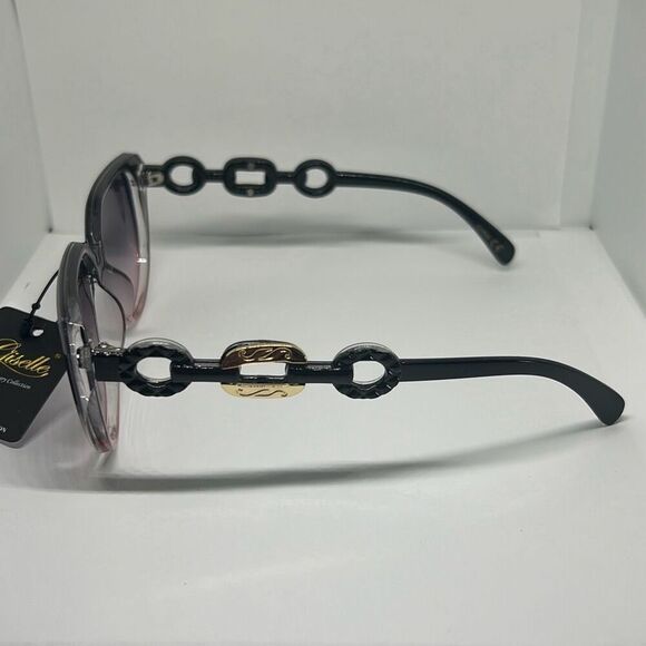 Giselle Black Chain-Link Semi-Rimless Sunglasses - Picture 2 of 8